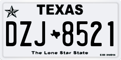 TX license plate DZJ8521