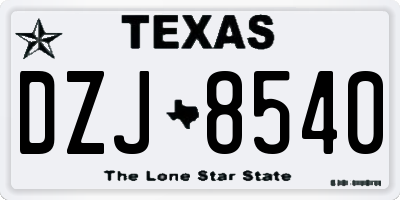 TX license plate DZJ8540