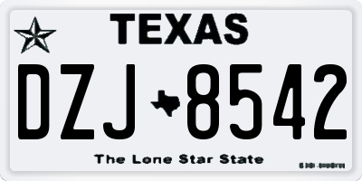 TX license plate DZJ8542