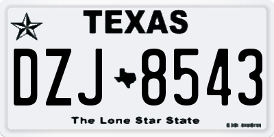 TX license plate DZJ8543