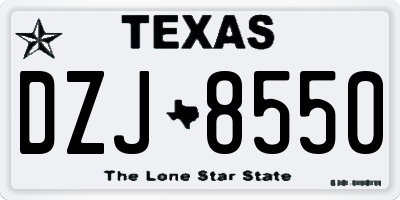 TX license plate DZJ8550