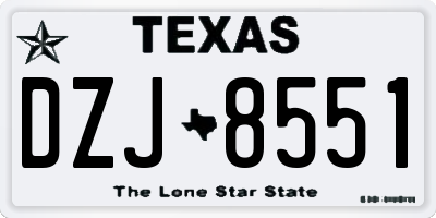TX license plate DZJ8551