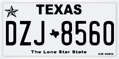 TX license plate DZJ8560