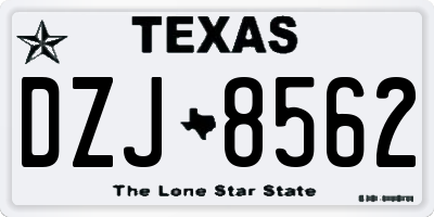 TX license plate DZJ8562