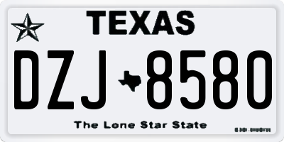 TX license plate DZJ8580
