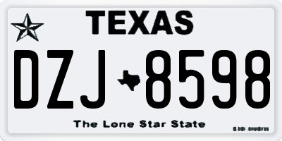 TX license plate DZJ8598