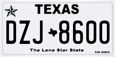 TX license plate DZJ8600