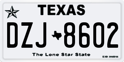 TX license plate DZJ8602