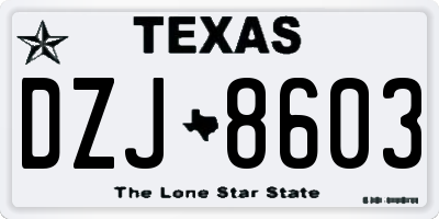 TX license plate DZJ8603