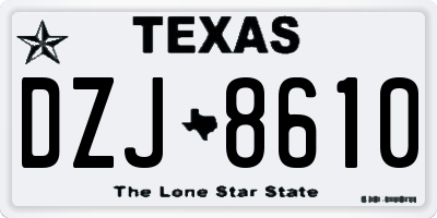 TX license plate DZJ8610