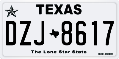 TX license plate DZJ8617