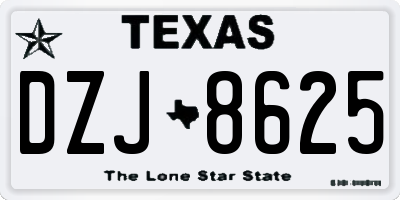 TX license plate DZJ8625
