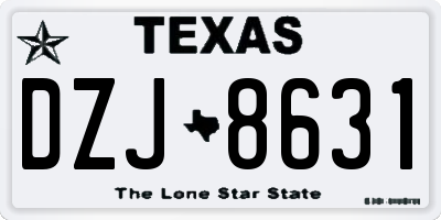 TX license plate DZJ8631