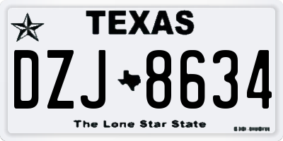 TX license plate DZJ8634