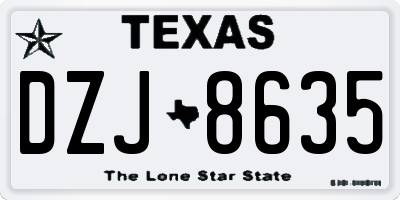 TX license plate DZJ8635