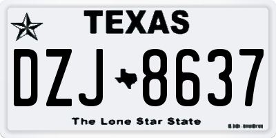 TX license plate DZJ8637