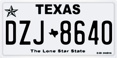 TX license plate DZJ8640