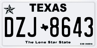 TX license plate DZJ8643