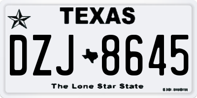 TX license plate DZJ8645