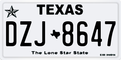 TX license plate DZJ8647