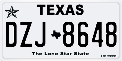 TX license plate DZJ8648