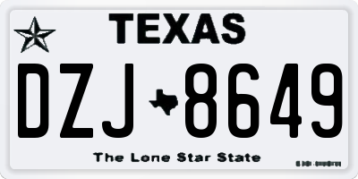 TX license plate DZJ8649