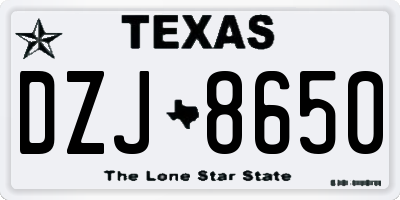 TX license plate DZJ8650
