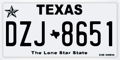 TX license plate DZJ8651