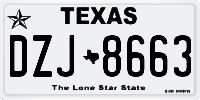 TX license plate DZJ8663