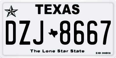 TX license plate DZJ8667