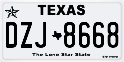 TX license plate DZJ8668