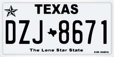TX license plate DZJ8671