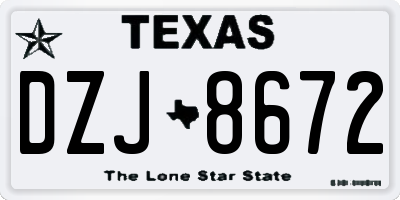 TX license plate DZJ8672
