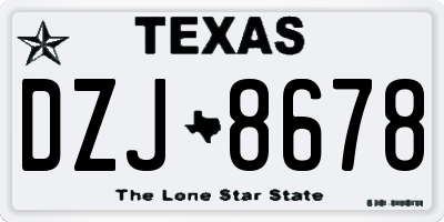 TX license plate DZJ8678