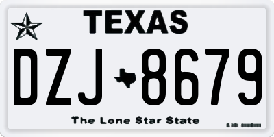 TX license plate DZJ8679