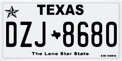 TX license plate DZJ8680