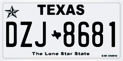 TX license plate DZJ8681