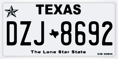 TX license plate DZJ8692