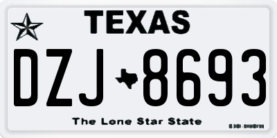 TX license plate DZJ8693