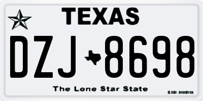 TX license plate DZJ8698