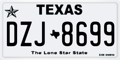 TX license plate DZJ8699