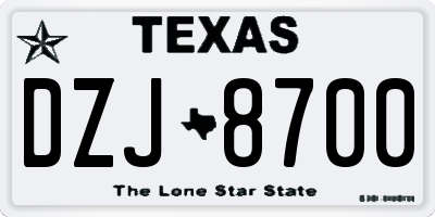 TX license plate DZJ8700