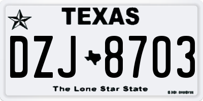 TX license plate DZJ8703