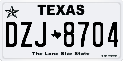 TX license plate DZJ8704