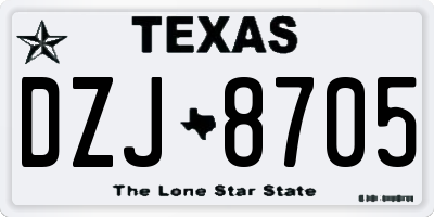 TX license plate DZJ8705