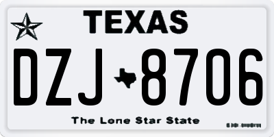TX license plate DZJ8706