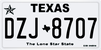 TX license plate DZJ8707
