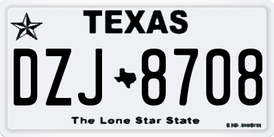 TX license plate DZJ8708