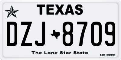 TX license plate DZJ8709