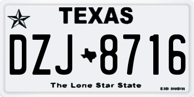 TX license plate DZJ8716